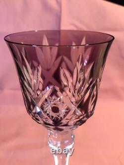 CRISTAL ST LOUIS 6 ANCIENS GRANDS VERRES À VIN COULEUR H 20 cm
