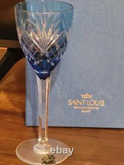CRISTAL ST LOUIS 6 ANCIENS GRANDS VERRES À VIN COULEUR H 20 cm