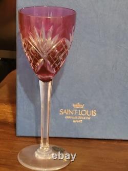 CRISTAL ST LOUIS 6 ANCIENS GRANDS VERRES À VIN COULEUR H 20 cm