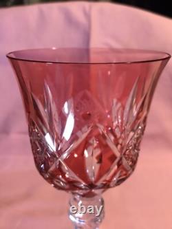 CRISTAL ST LOUIS 6 ANCIENS GRANDS VERRES À VIN COULEUR H 20 cm