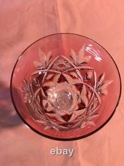 CRISTAL ST LOUIS 6 ANCIENS GRANDS VERRES À VIN COULEUR H 20 cm