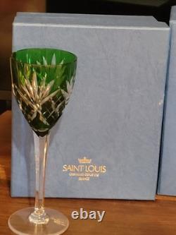 CRISTAL ST LOUIS 6 ANCIENS GRANDS VERRES À VIN COULEUR H 20 cm