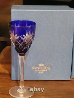 CRISTAL ST LOUIS 6 ANCIENS GRANDS VERRES À VIN COULEUR H 20 cm