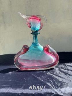 Carafe Ancienne En Verre De Murano Souffle Art Verrier
