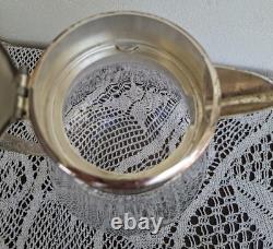 Carafe Rafraîchissoir Ancien + Tube Glaçons Verre Moulé + Métal Argenté