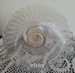 Carafe Rafraîchissoir Ancien + Tube Glaçons Verre Moulé + Métal Argenté