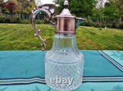 Carafe ancienne Crystal argenté Antique Silver Crystal Carafe