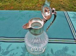 Carafe ancienne Crystal argenté Antique Silver Crystal Carafe
