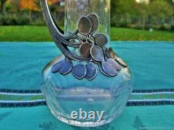 Carafe ancienne Feuilles étain Crystal WMF Allemagne Antique decanter Pewter lea