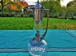 Carafe ancienne Feuilles étain Crystal WMF Allemagne Antique decanter Pewter lea