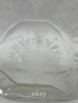 Carafe ancienne col argent massif poinçons cristal de Bohème gravé floral XIXe