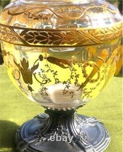 Carafe ancienne en cristal et métal argenté XIXe Siècle France