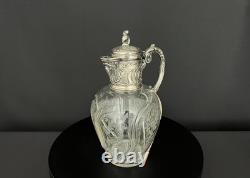 Carafe ancienne en cristal gravé Victor Sanglier