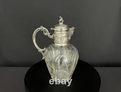 Carafe ancienne en cristal gravé Victor Sanglier