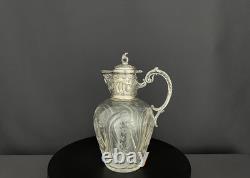 Carafe ancienne en cristal gravé Victor Sanglier