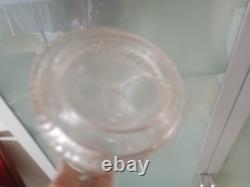 Carafe ancienne verre moulé incolore trèfle PORTE-BONHEUR relief+bouchon