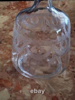 Carafe et 6 verres anciens Style Empire en Cristal Baccarat gravé