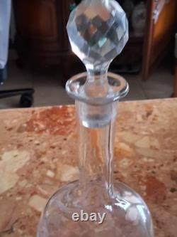 Carafe et 6 verres anciens Style Empire en Cristal Baccarat gravé