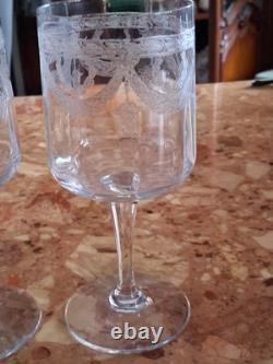 Carafe et 6 verres anciens Style Empire en Cristal Baccarat gravé