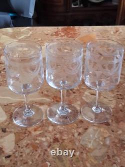 Carafe et 6 verres anciens Style Empire en Cristal Baccarat gravé