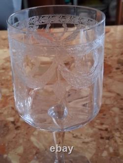 Carafe et 6 verres anciens Style Empire en Cristal Baccarat gravé