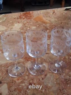 Carafe et 6 verres anciens Style Empire en Cristal Baccarat gravé
