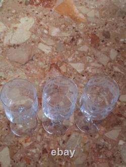 Carafe et 6 verres anciens Style Empire en Cristal Baccarat gravé