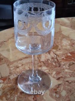 Carafe et 6 verres anciens Style Empire en Cristal Baccarat gravé