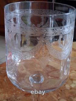 Carafe et 6 verres anciens Style Empire en Cristal Baccarat gravé