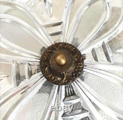 Centre de table ancien en cristal et étain doré vintage