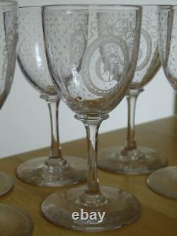 Clichy 6 Anciens Verres A Aperitif Cristal 19 Eme Style Napoleon III Monogramme