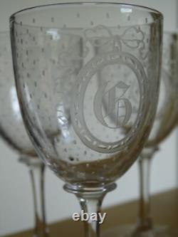 Clichy 6 Anciens Verres A Aperitif Cristal 19 Eme Style Napoleon III Monogramme