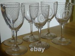 Clichy 6 Anciens Verres A Aperitif Cristal 19 Eme Style Napoleon III Monogramme Clichy 6 Anciens Verres A Aperitif Cristal 19 Eme Style Napoleon III Monogramme