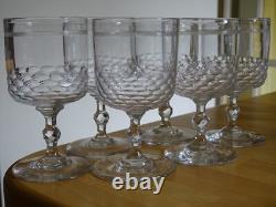 Clichy Cristal 6 Anciens Verres A Vin Rouge Modele Nid D'abeille + Filets 19 Eme
