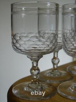Clichy Cristal 6 Anciens Verres A Vin Rouge Modele Nid D'abeille + Filets 19 Eme