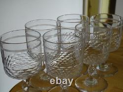 Clichy Cristal 6 Anciens Verres A Vin Rouge Modele Nid D'abeille + Filets 19 Eme