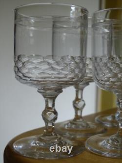 Clichy Cristal 6 Anciens Verres A Vin Rouge Modele Nid D'abeille + Filets 19 Eme