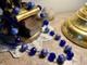 Collier ancien perles lampwork verre Murano & Venise cristal bleu 45 cm