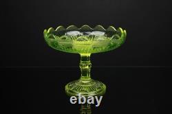 Compotier/Coupe Ouraline Verre Uranium Ancien Coupe sur Pied Art Nouveau 1915