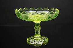 Compotier/Coupe Ouraline Verre Uranium Ancien Coupe sur Pied Art Nouveau 1915