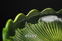 Compotier/Coupe Ouraline Verre Uranium Ancien Coupe sur Pied Art Nouveau 1915