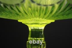 Compotier/Coupe Ouraline Verre Uranium Ancien Coupe sur Pied Art Nouveau 1915
