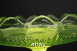 Compotier/Coupe Ouraline Verre Uranium Ancien Coupe sur Pied Art Nouveau 1915