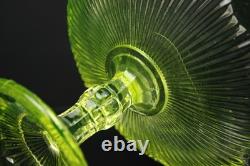 Compotier/Coupe Ouraline Verre Uranium Ancien Coupe sur Pied Art Nouveau 1915