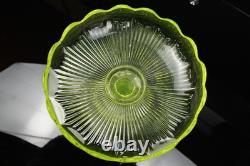 Compotier/Coupe Ouraline Verre Uranium Ancien Coupe sur Pied Art Nouveau 1915