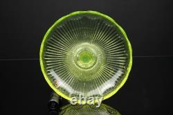 Compotier/Coupe Ouraline Verre Uranium Ancien Coupe sur Pied Art Nouveau 1915