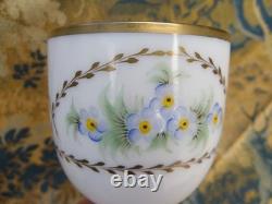 Coupe Ancienne En Opaline De Cristal, Décor De Fleurs Et Guirlandes Dorées
