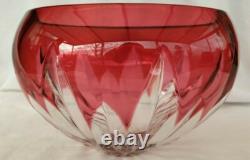 Coupe, Saladier, Cristal, taillé feuillage, rose transparent ancien