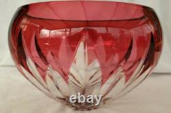 Coupe, Saladier, Cristal, taillé feuillage, rose transparent ancien