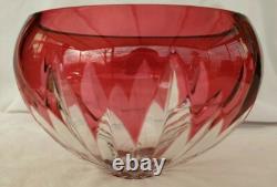 Coupe, Saladier, Cristal, taillé feuillage, rose transparent ancien